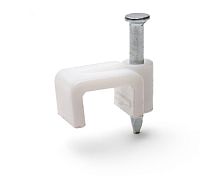 Скоба пластиковая с гвоздем прямая Navigator СПП 10 (50шт.) картинка